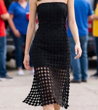 Strapless Circle Lace Fringe Mini Tube Dress