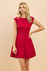 Gameday Boat Round Neckline Cap Sleeve Mini Dress