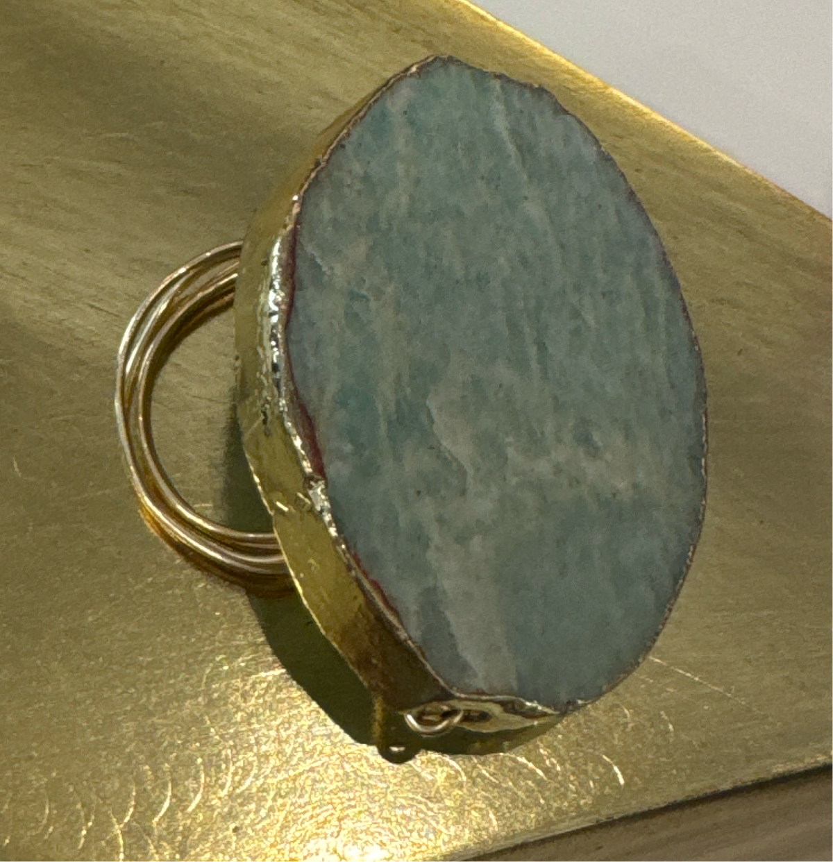 ALD light blue agate w gold filled ring