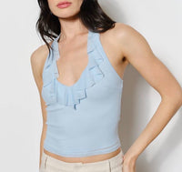 Juliana Ruffle Mesh Halter Neck Top
