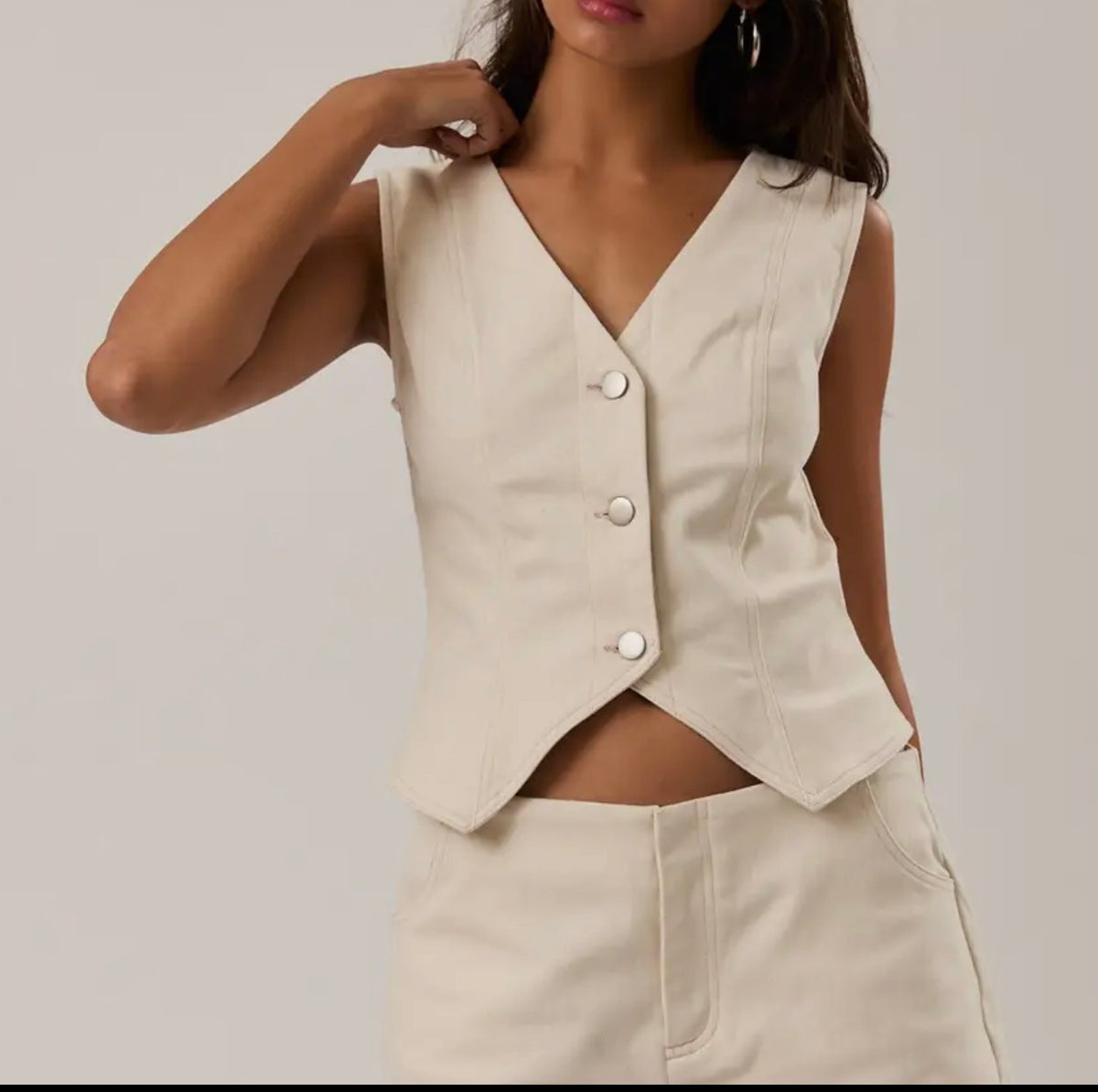 Sleeveless V Neck Contrast Stitch Detail Vest