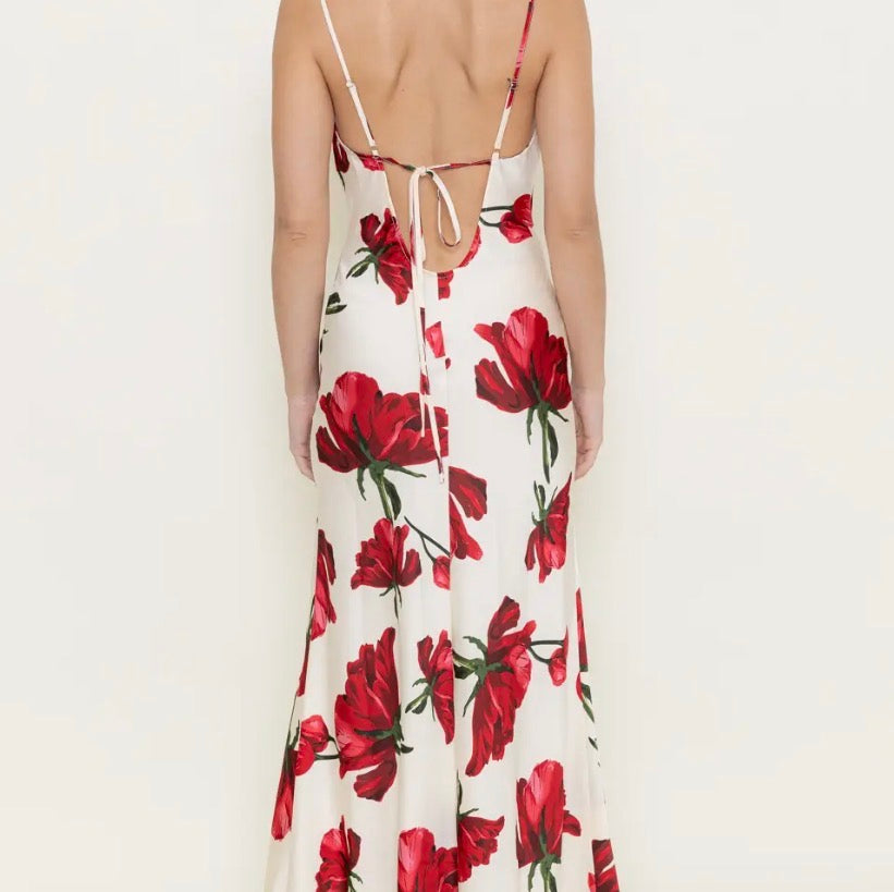 Floral Print SPG Strap Maxi Dress