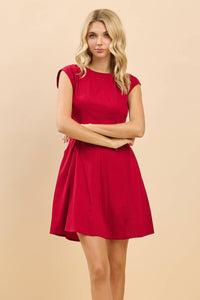Gameday Boat Round Neckline Cap Sleeve Mini Dress