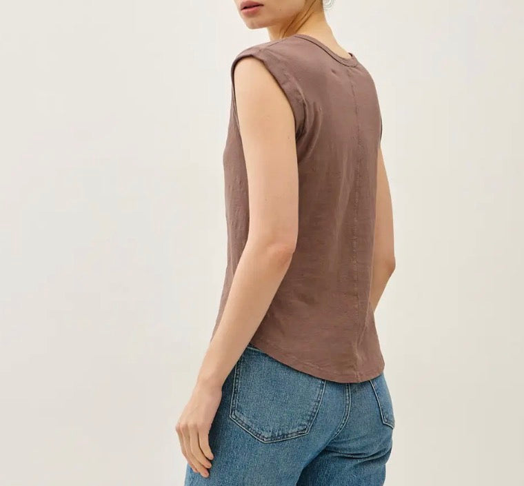 Sepia Cotton Scoop Neck Cap Sleeve Top