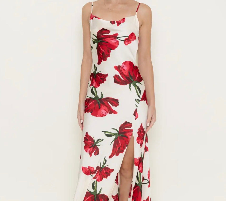 Floral Print SPG Strap Maxi Dress