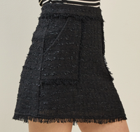 Frayed Hem Tweed Skirt