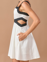 Contrast Trim Cutout Dress