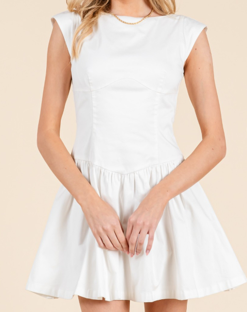 Drop Waist Cap Sleeve Mini Dress