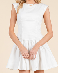 Drop Waist Cap Sleeve Mini Dress