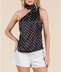 Dot Printed One Shoulder Top
