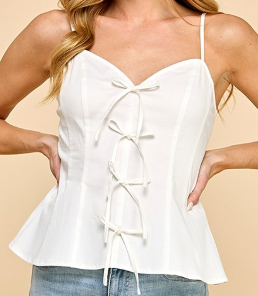 Ribbon Detail Cami Top White