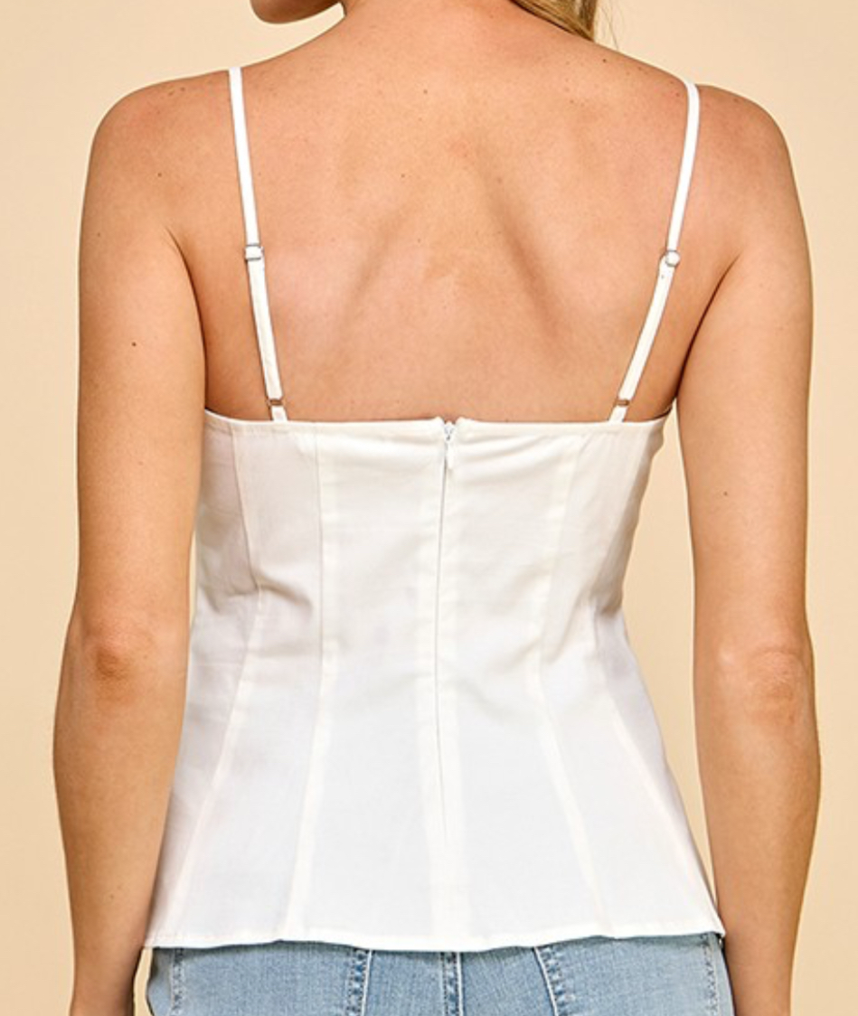 Ribbon Detail Cami Top White