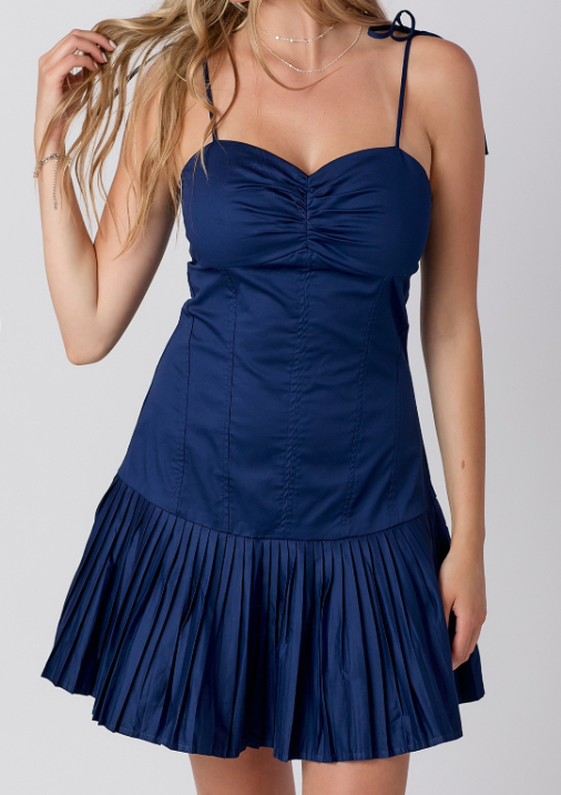 Sweetheart Pleated Mini Dress