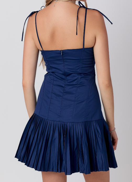 Sweetheart Pleated Mini Dress