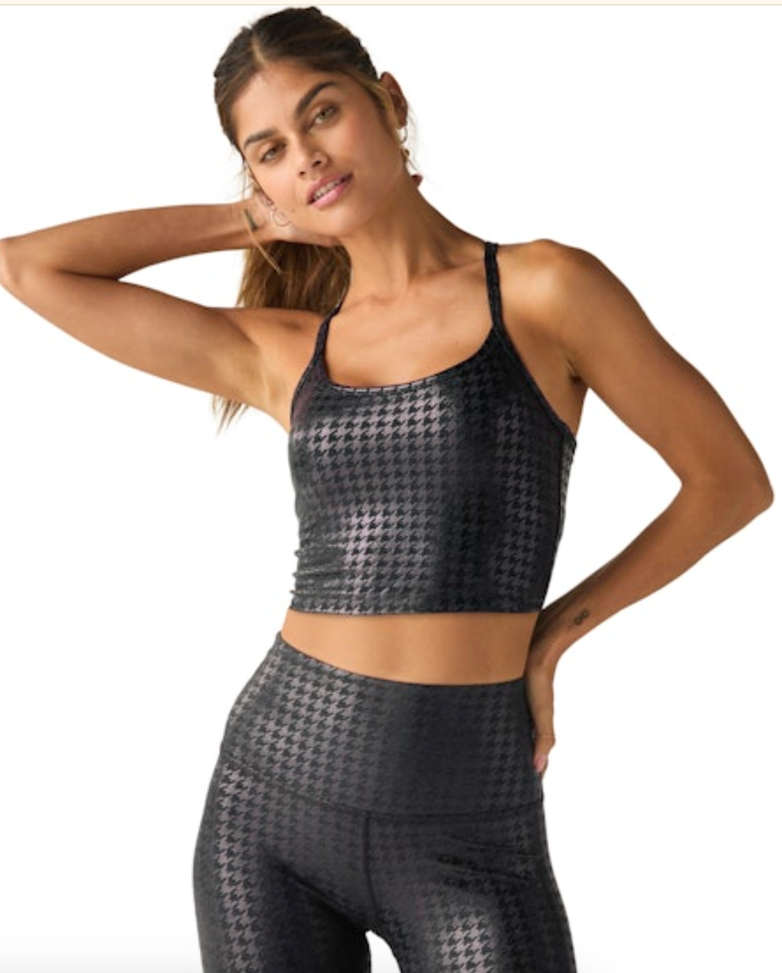 Beyond Yoga - Slim Racerback High Cropped Tank - Houndstooth