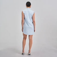 Bow Tie Neck Mini Dress - Sky Blue