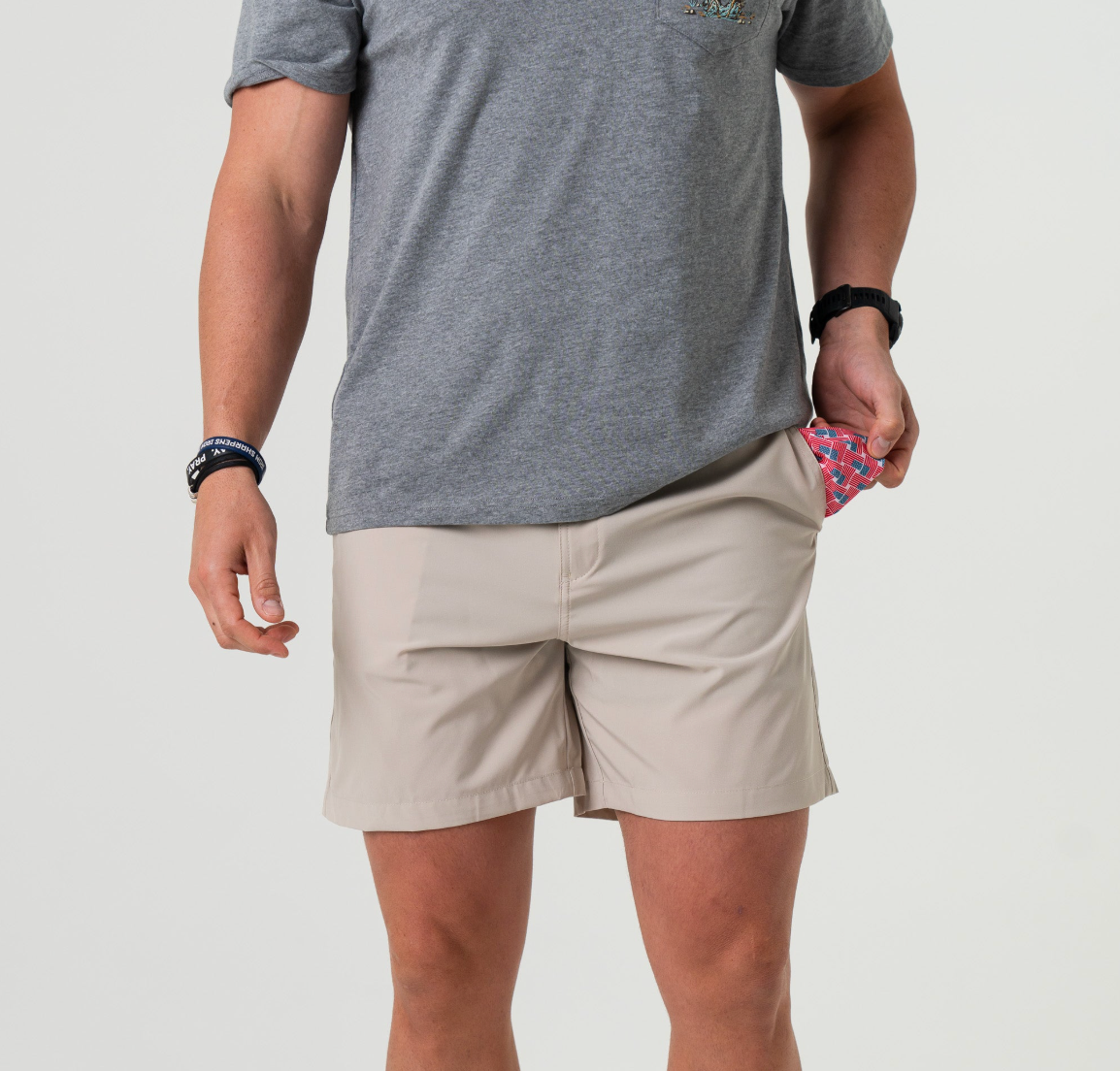 Burlebo - Everyday Short - Light Khaki - American Flag Pocket