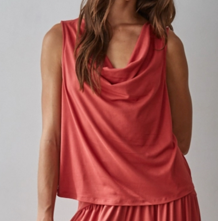 Knit Spandex Cowl Neck Top