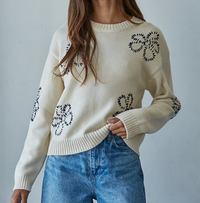 Stitched Flower Sweater