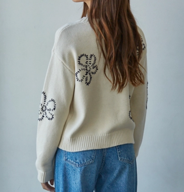 Stitched Flower Sweater