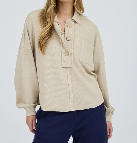 Collared Raw Edge Knit Top