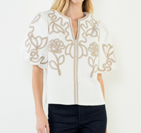 Corduroy Top With Embroidered Detail