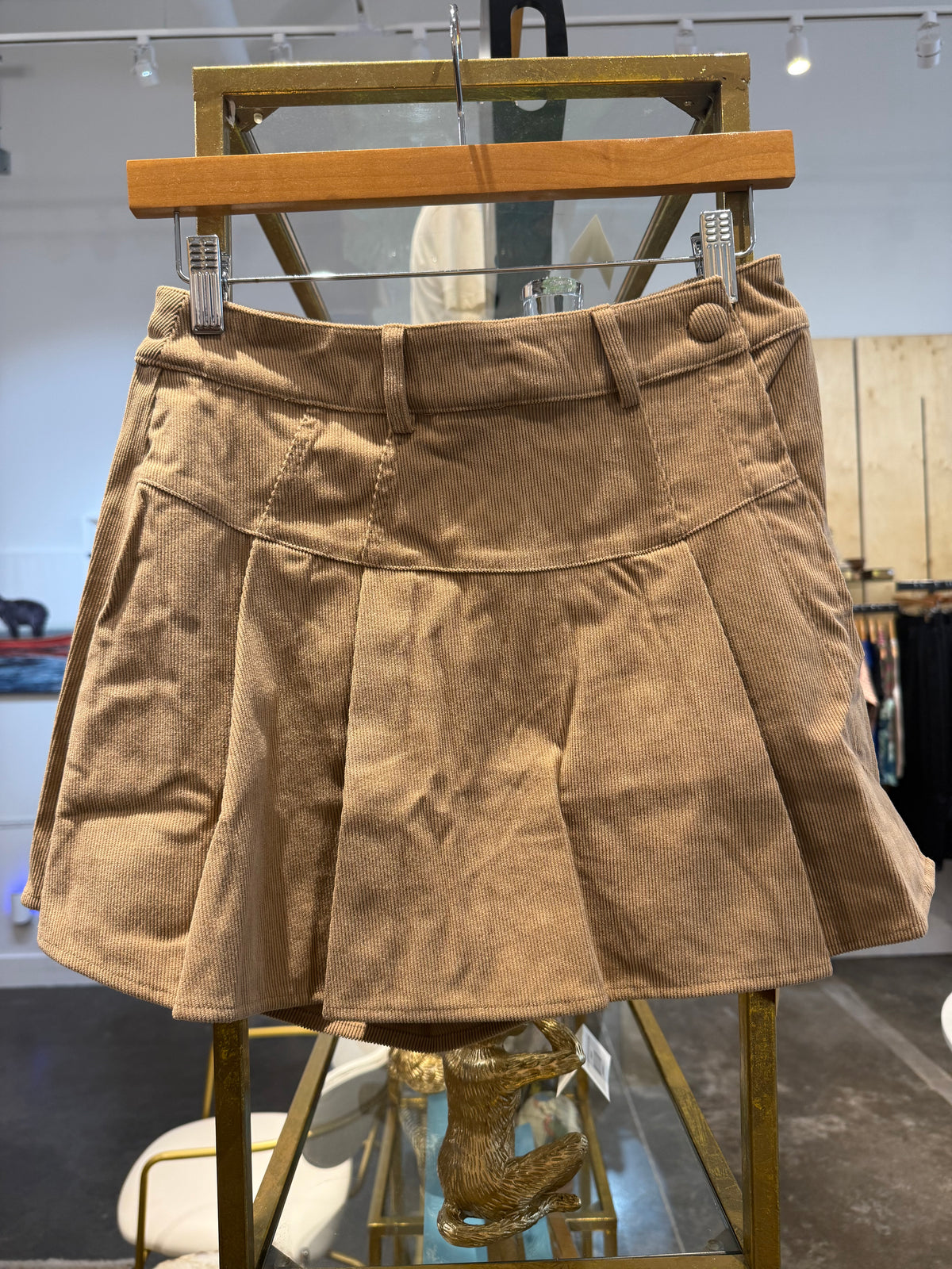 Corduroy Pleated Flare Skort