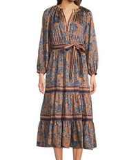 Split Neck Tiered Maxi Dress
