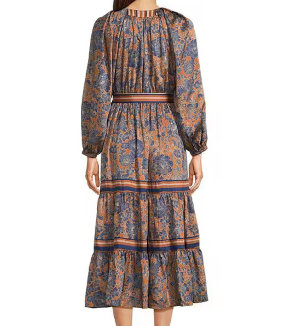 Split Neck Tiered Maxi Dress