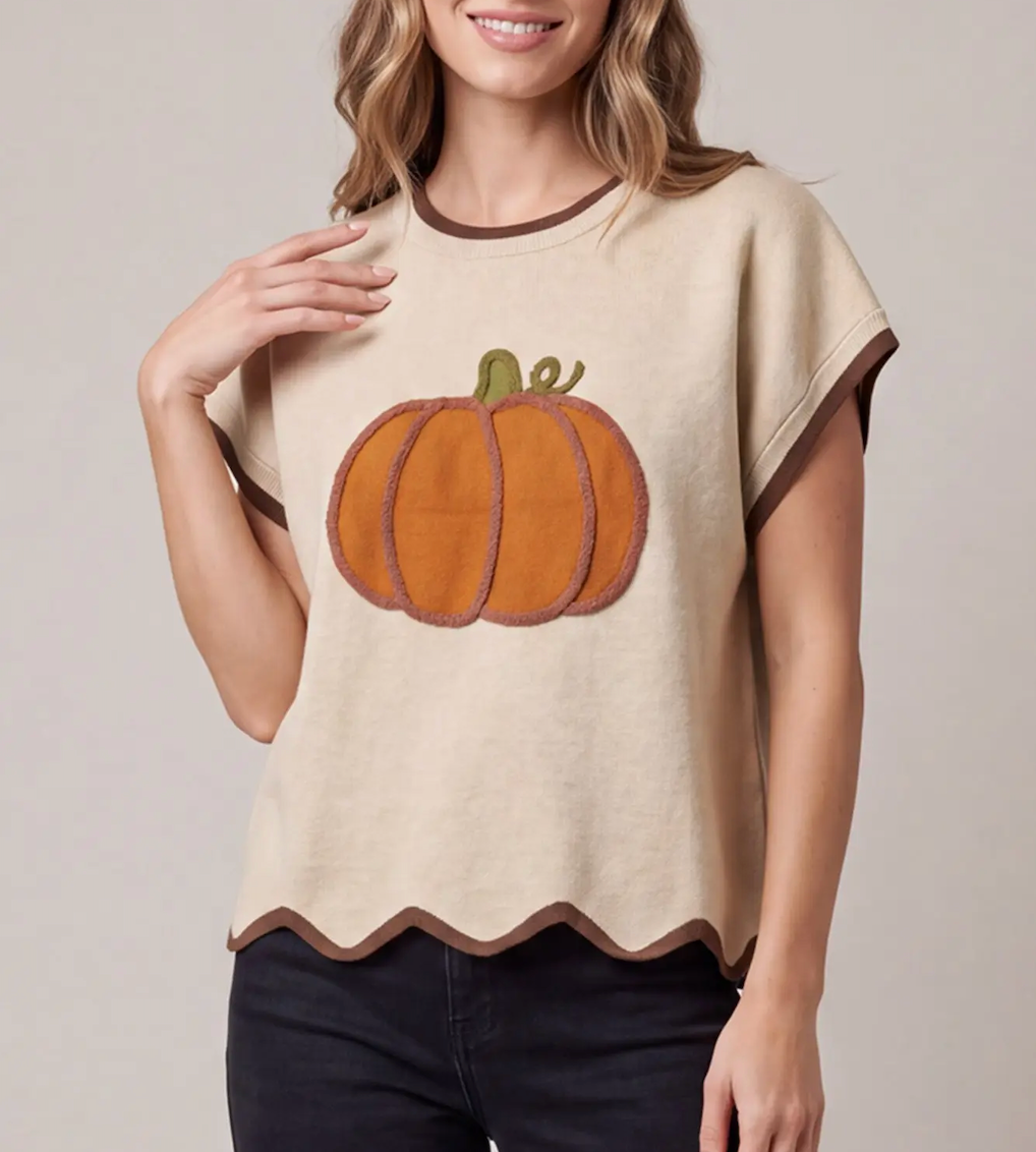 Short Sleeve Pumpkin Sweater Top
