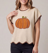 Short Sleeve Pumpkin Sweater Top