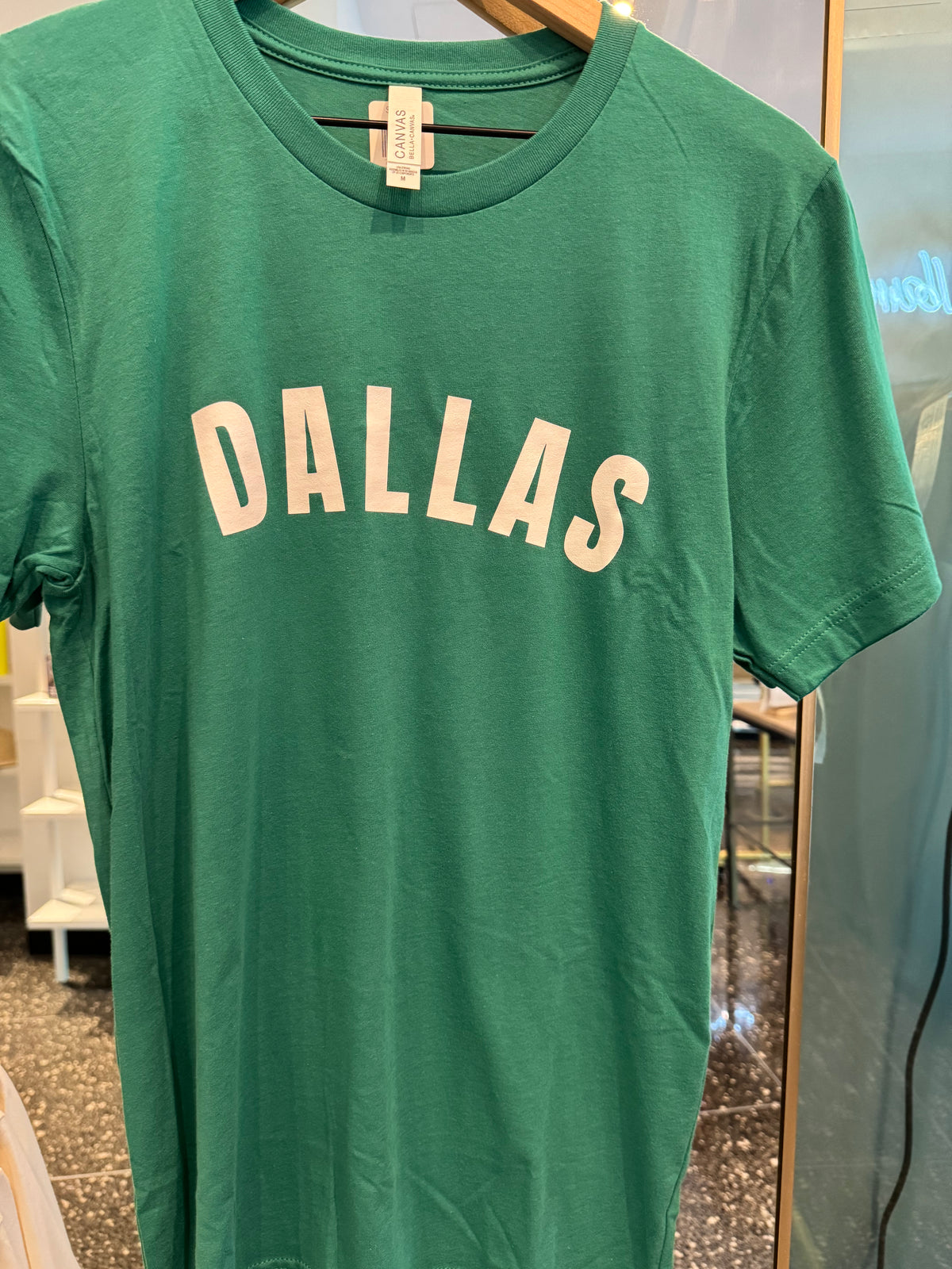 Kelly Green Dallas T-Shirt with block letters