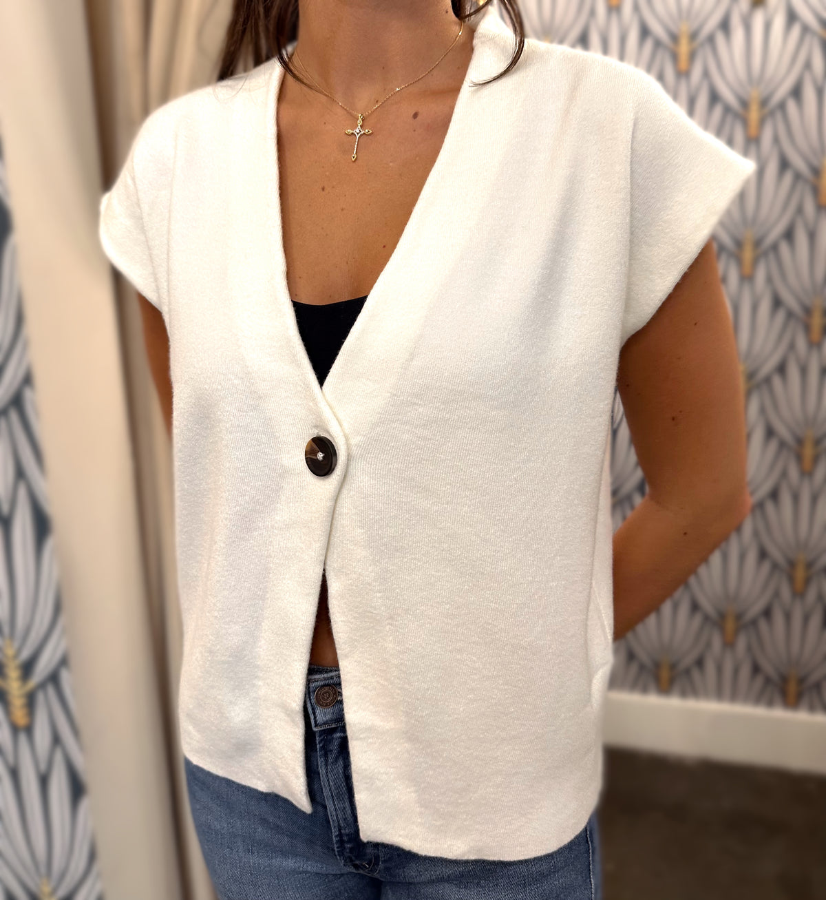 Single Button Sweater Vest