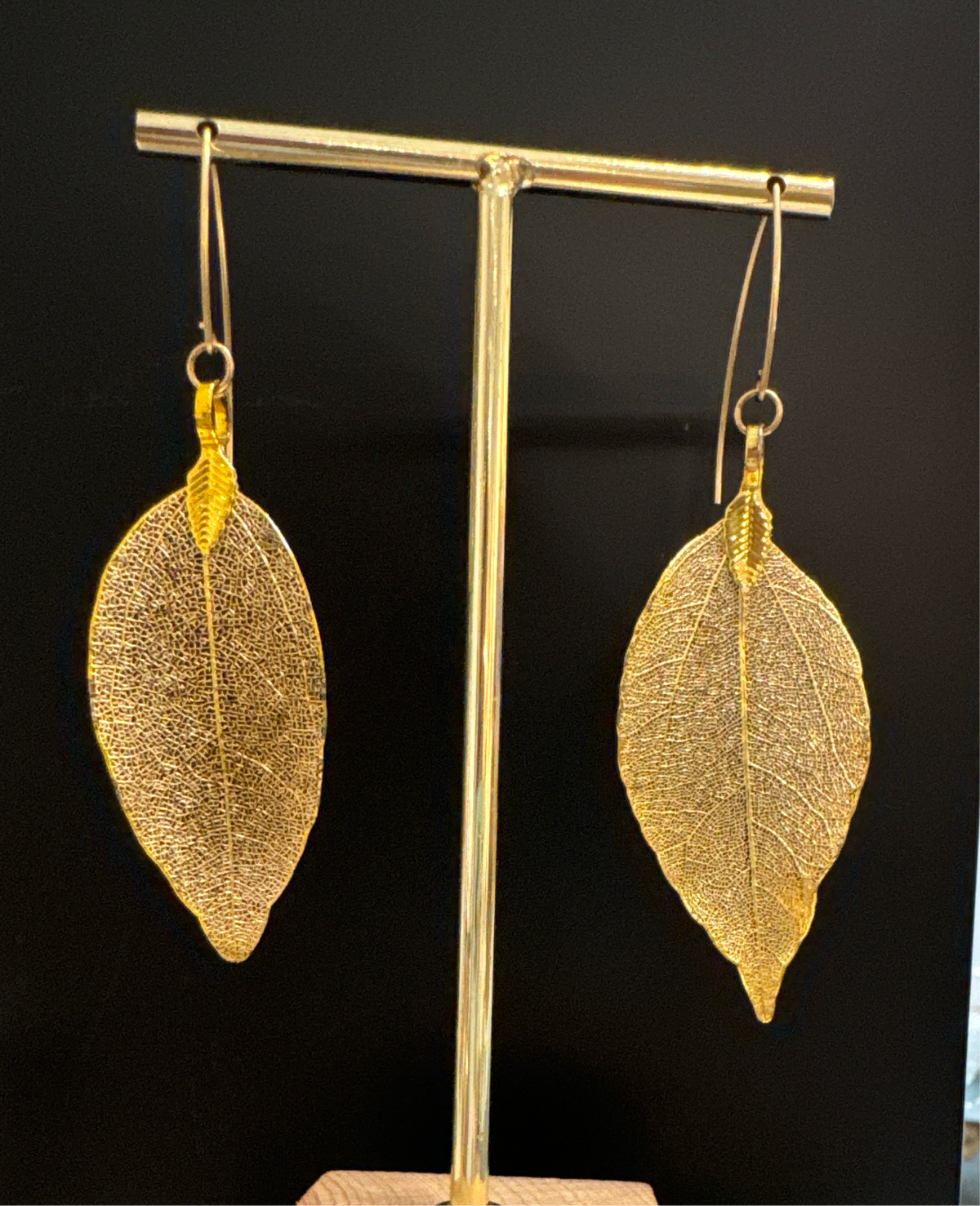 ALD gold vermeil leaf drop earrings