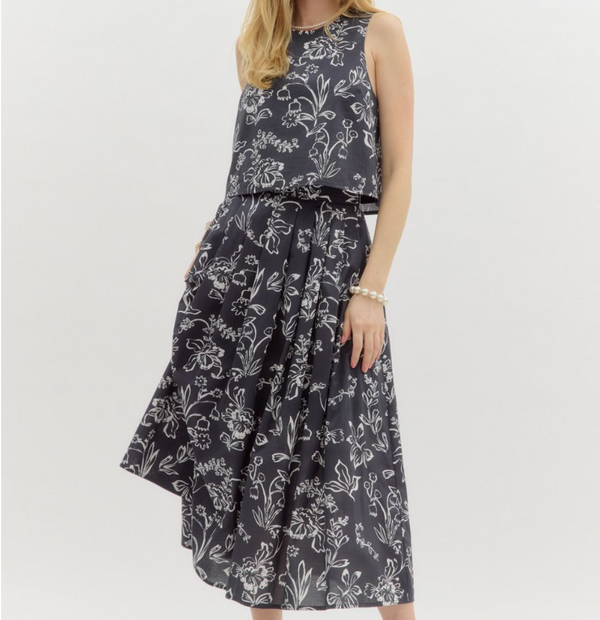 Floral Print Sleeveless Waist-Length Top