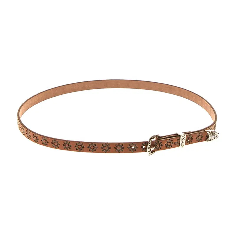 Embossed Leather Hat Band - Daisy