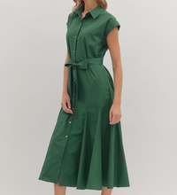 Entro Belted Button Up Midi Dress