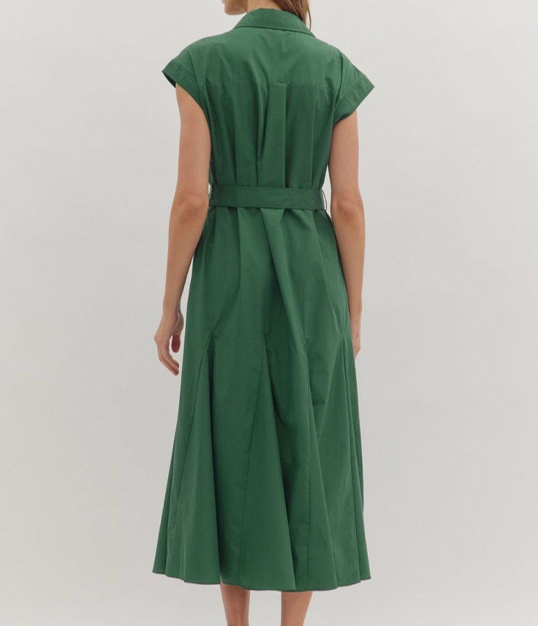 Entro Belted Button Up Midi Dress