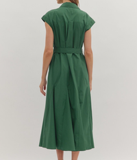 Entro Belted Button Up Midi Dress