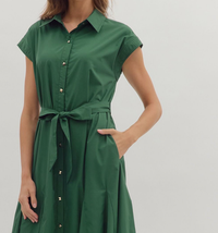 Entro Belted Button Up Midi Dress