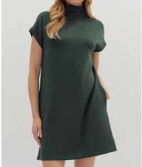 Dark Green Mock Neck Dress