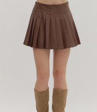 Faux Leather Pleated Skirt