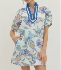 Floral Print Puff Sleeve Mini Dress
