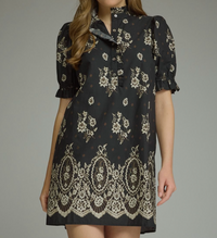 Floral Print Short Puff Sleeve Mini Dress