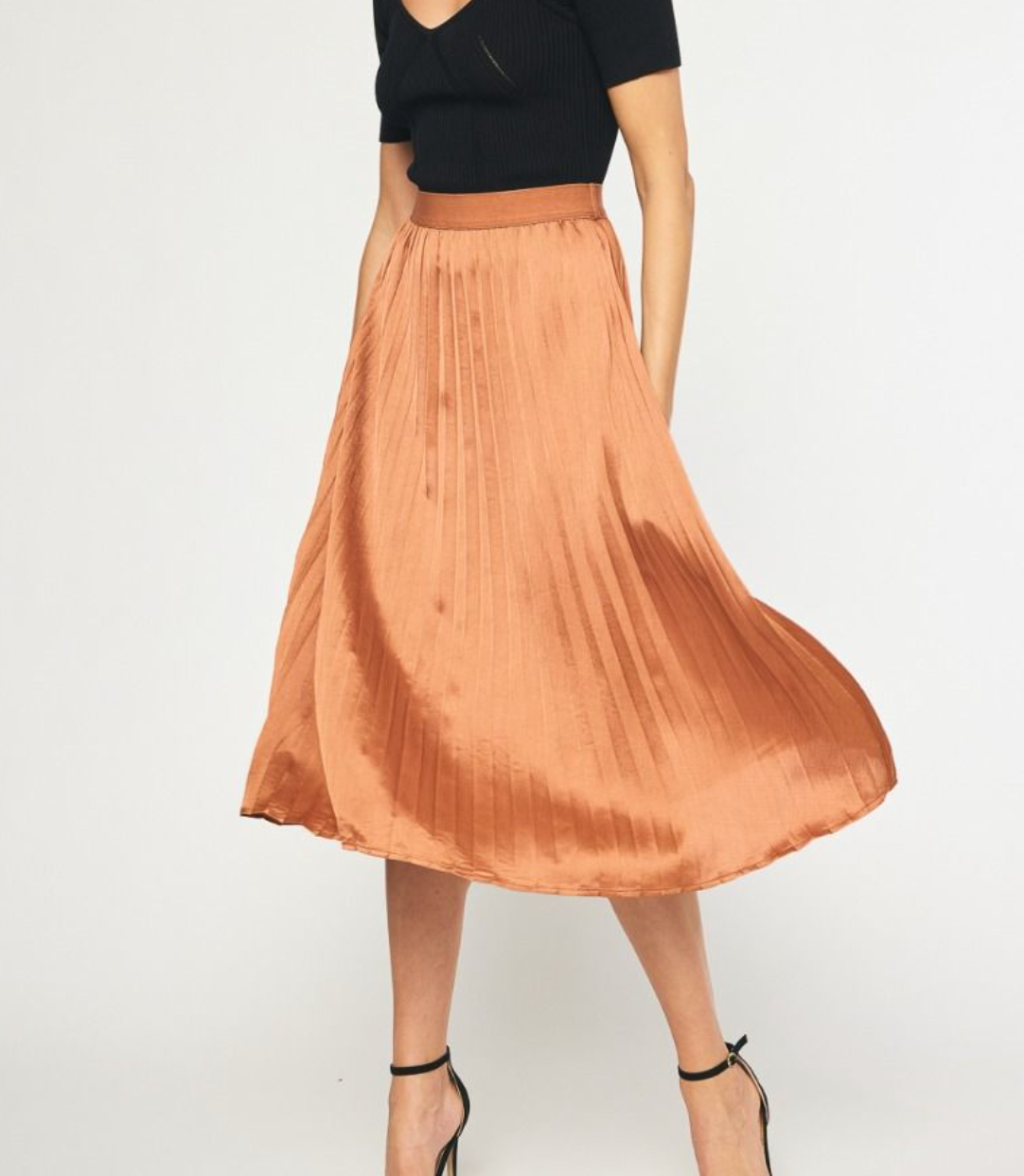 Pleated Satin Skirt