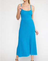 Entro Teal Ribbed Round Neck Sleeveless Maxi Dress