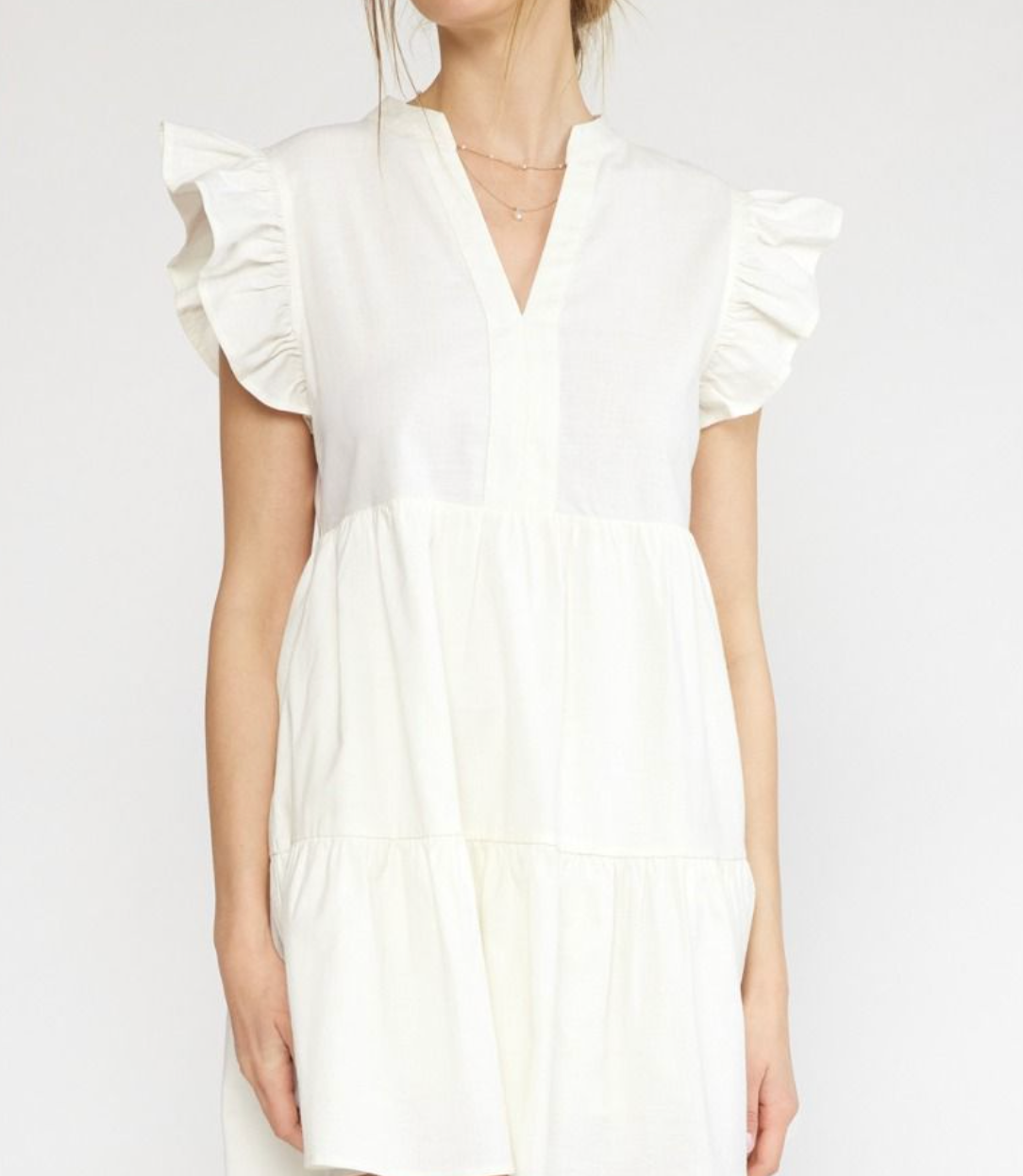 White ruffle clearance smock dress