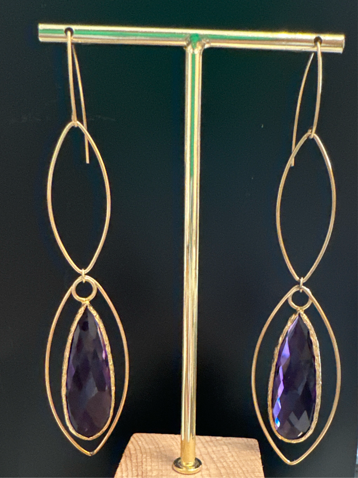 ALD gold filled ovals w purple amethyst stone