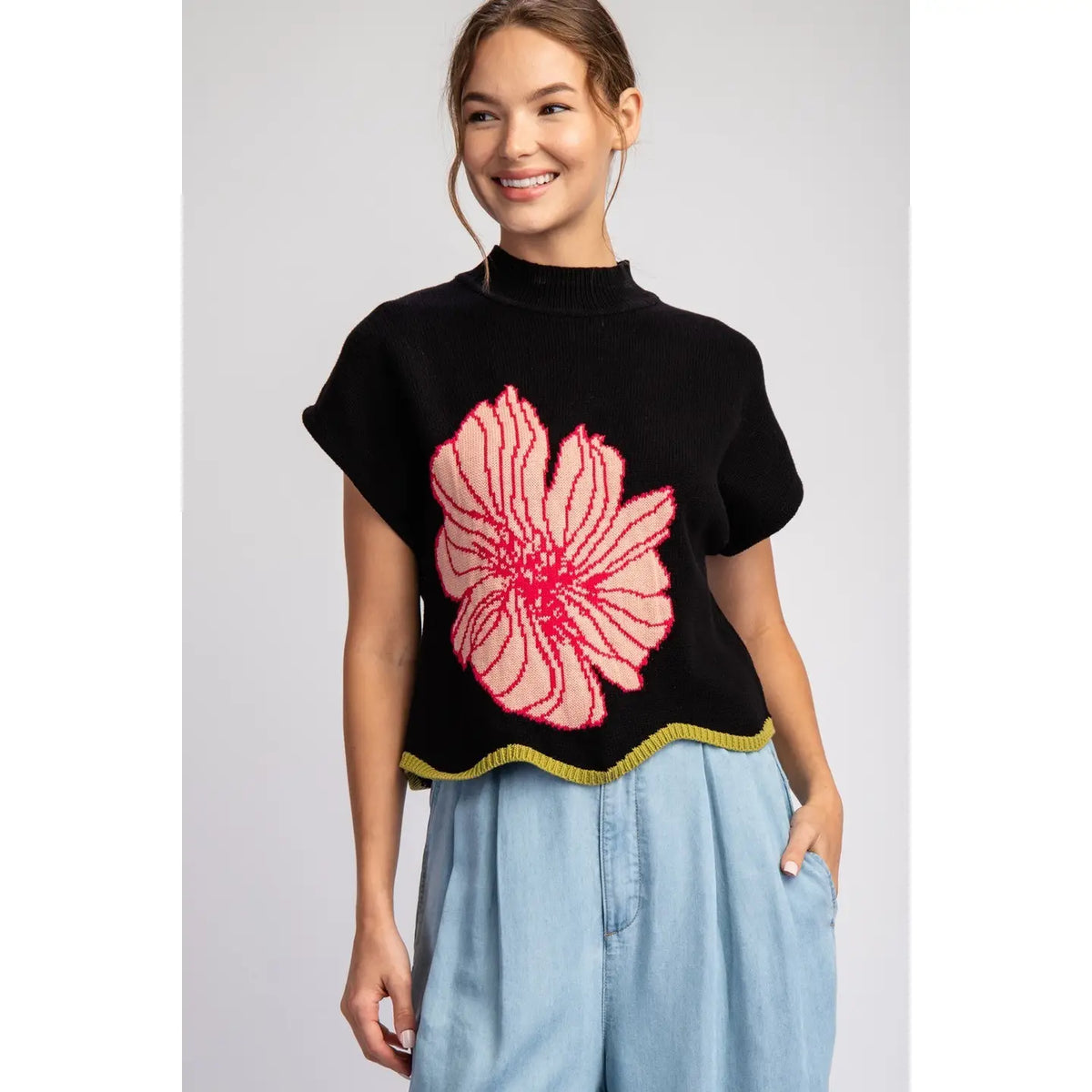 Flower Stitch Sweater Top