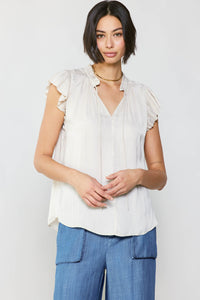 Current Air Margot Pleated Short Sleeve Blouse